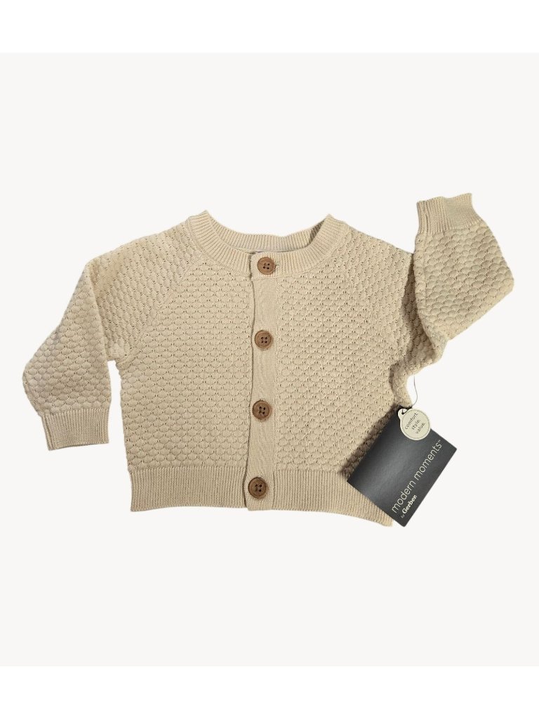 Baby Cardigan 36m Organic Cotton Blend Nwt Beige Knit - Modern Moments Gerber